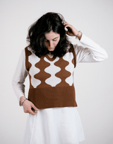 P'tit jacquard marron et blanc