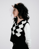 P'tit pull jacquard noir et blanc